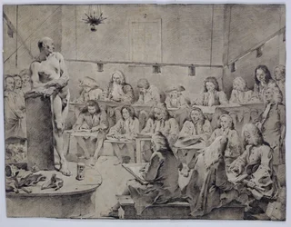 Academia de Piazzetta: Artistas dibujando un desnudo