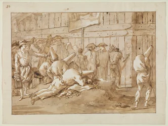 Punchinellos fuera de un circo, c.1800