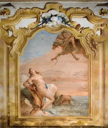 Ruggero liberando a Angélica, de la Sala de Orlando Furioso en la Palazzina, 1757