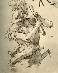 Soldado levantando su brazo para golpear, mediados del siglo XVIII, 1928