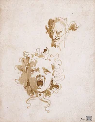 La cabeza de Medusa y la cabeza de un sátiro