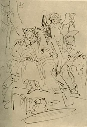 Dos mujeres, Eros y un soldado, mediados del siglo XVIII, 1928