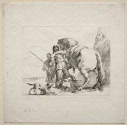Varios caprichos: El caballero montando su caballo, 1785