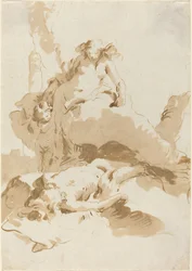 Venus y Cupido descubriendo el cuerpo de Adonis