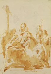 Virgen y Niño adorados por obispos, monjes y mujeres, 1735-40
