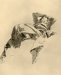 Mujer descansando, mediados del siglo XVIII, 1928