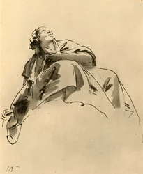 Mujer sentada, vista oblicuamente desde abajo, mediados del siglo XVIII, 1928