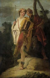 Joven con arco y gran carcaj y su compañero con escudo, antes titulado Telémaco y Mentor