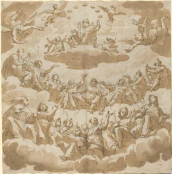 Dios Entronizado Rodeado de Santos