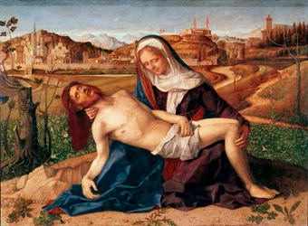 Cristo muerto en brazos de la Virgen, Piedad, 1505, 65 x 90 cm, Venecia, Gallerie dell
