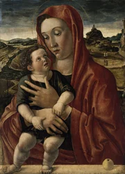 Alemán: Maria mit dem Kind, das auf einer Brüstung steht Madonna with Child