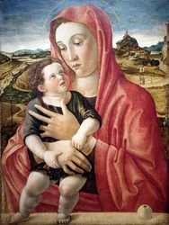 Alemán: Maria mit dem Kind, das auf einer Brüstung steht Madonna with Child