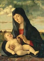 Madonna y Niño en un Paisaje