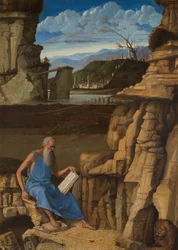 San Jerónimo leyendo en un paisaje