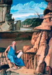 San Jerónimo leyendo en un paisaje