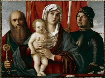 Virgen con niño entre San Pablo y San Jorge - Pintura de Giovanni Bellini, llamado il Giambellino