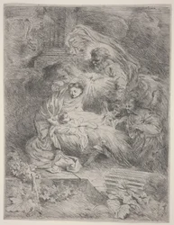 La Natividad con Dios Padre, la Paloma del Espíritu Santo y Ángeles, c.1645