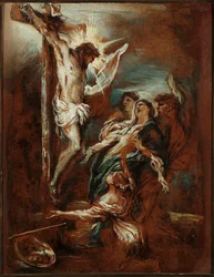 Crucifixión. Pintura de Giovanni Benedetto Castiglione (il Grechetto) siglo XVII Génova, Musei di Strada Nuova