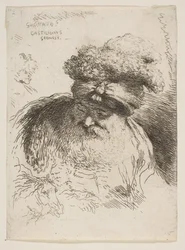 Cabeza de un anciano barbudo con turbante, de la serie de Pequeñas Cabezas en Orie..., ca. 1645-1650