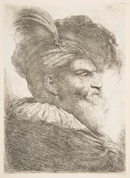 Cabeza de un anciano mirando a la derecha, de la serie de Grandes Cabezas Orientales, ca. 1645-1650