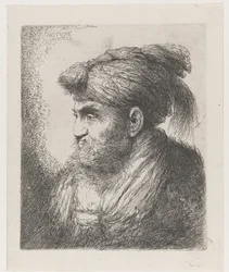 Cabeza de un hombre con turbante con borla
Gran estudio de cabezas con tocados orientales (título de la serie)