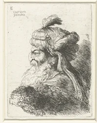 Cabeza de anciano con turbante Pequeño estudio de cabezas con tocados orientales (título de la serie)