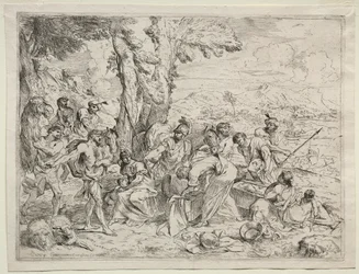 Labán buscando ídolos en el equipaje de Raquel, c. 1635