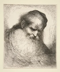 Anciano con barba mirando hacia el frente (de Serie de grandes cabezas orientales)
