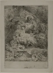 La Natividad con Dios Padre y ángeles