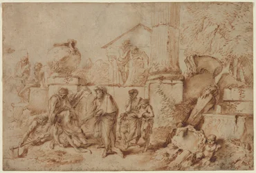 Tobías enterrando a los muertos, 1640s
