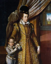 Retrato de Juana de Austria, Gran Duquesa de Toscana, por Giovanni Bizzelli, pintura