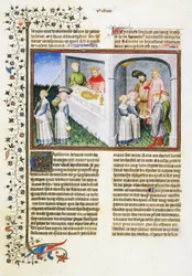 Madonna Dianora se promete a Messer Ansaldo un jardín; Messer Ansaldo emplea a un nigromante y le regala un jardín; Madonna Dianora le cuenta su promesa a su marido Gilberto y éste la perdona.