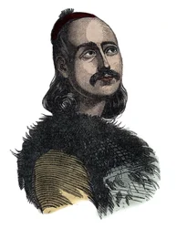 Markos Botsaris (Marco Botzaris) general y héroe de la Guerra de Independencia Griega 1788-1823 - grabado por Giovanni Boggi