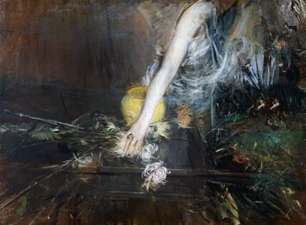 Brazo con jarrón de flores, ca 1910, por Giovanni Boldini (1842-1931)