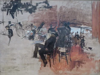 Escena de café de Giovanni Boldini, c. 1887, óleo sobre tabla, Palacio de la Legión de Honor de California