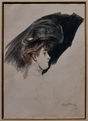 Perfil elegante, c.1880 (carboncillo sobre papel)