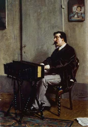 Pintor Cristiano Banti en el armonio