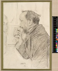 Retrato de Edgar Degas en una mesa de café