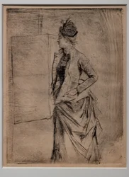 Retrato de una joven de pie y de perfil (La visita)