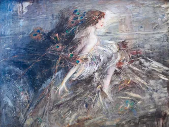 Retrato de la marquesa Casati con plumas de pavo real