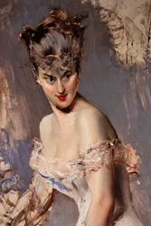 Retrato de la actriz Alice Regnault, detalle