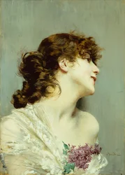 Perfil de una mujer joven (óleo sobre tabla)