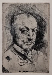 Autorretrato, c.1890 (punta seca, ruleta y aguafuerte sobre papel)