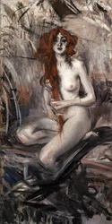 Mujer peinándose el cabello, c. 1912
