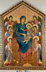 La Virgen y el Niño en Majestad rodeados por seis ángeles