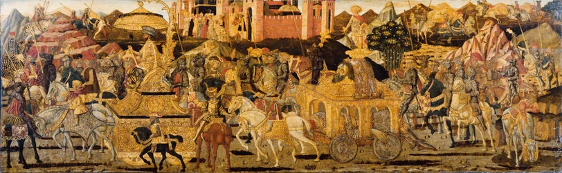 Panel central del Cassone: El Triunfo de David
