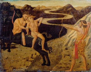 Panel de cassone: Hércules salvando a Deianira de Neso