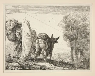 María con su Niño en brazos, de la serie Idee pittoresche sopra la fuga en Egitto (Huida a Egipto)
