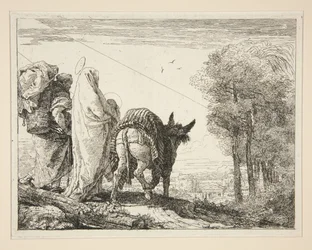 María sosteniendo a su hijo en brazos, de la serie Idee pittoresche sopra la fuga in Egitto (Huida a Egipto)