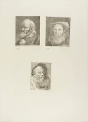 Anciano con barba, Anciano barbudo con sombrero, Anciano con gorra decorativa